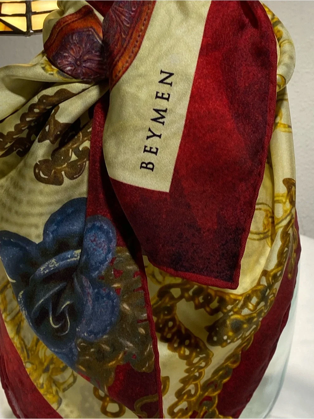 Designers Originals Red & Cream Chain-Print Silk Scarf